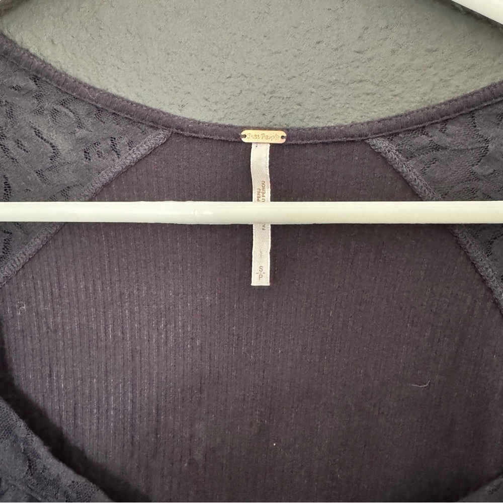 Free People Lace Ribbed Henley - Picture 3 of 4